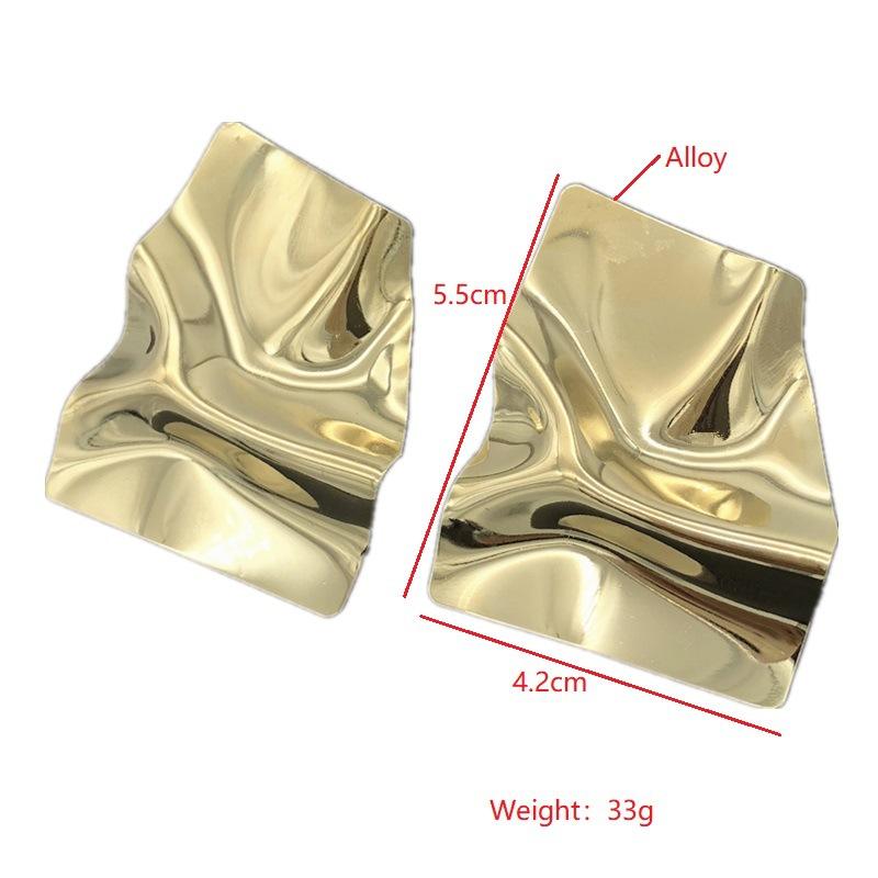 African Gold Alloy Irregular Folds Geometric Square Earrings Women love island earrings