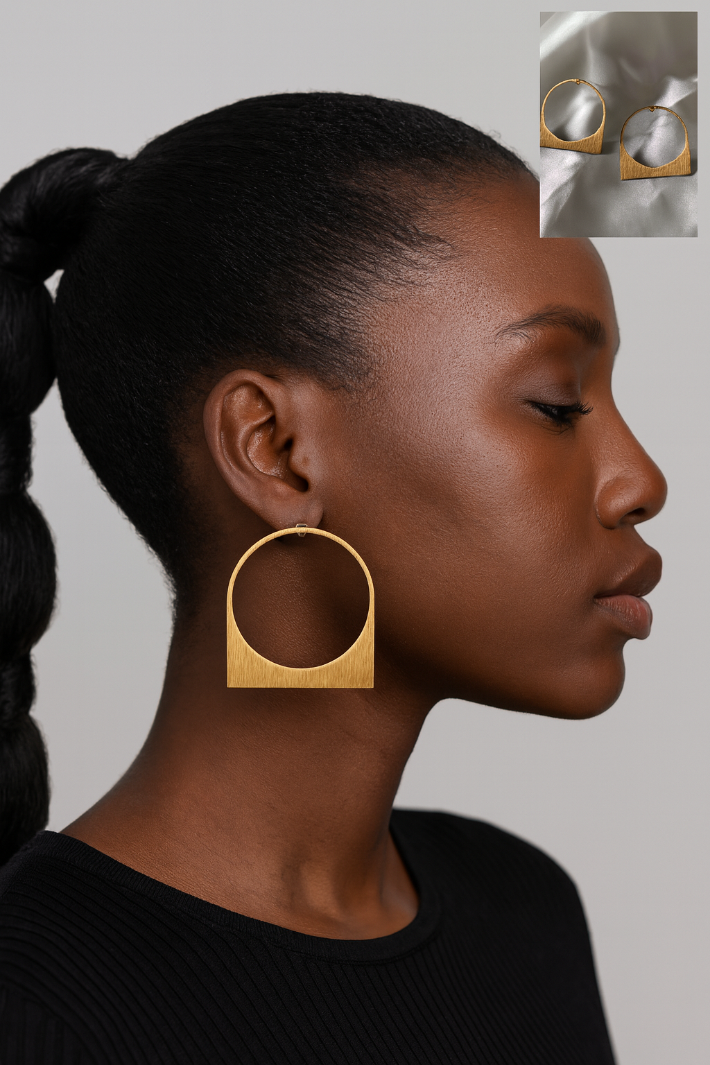 Gold Hoop Earrings 18K Gold plated Matte finish